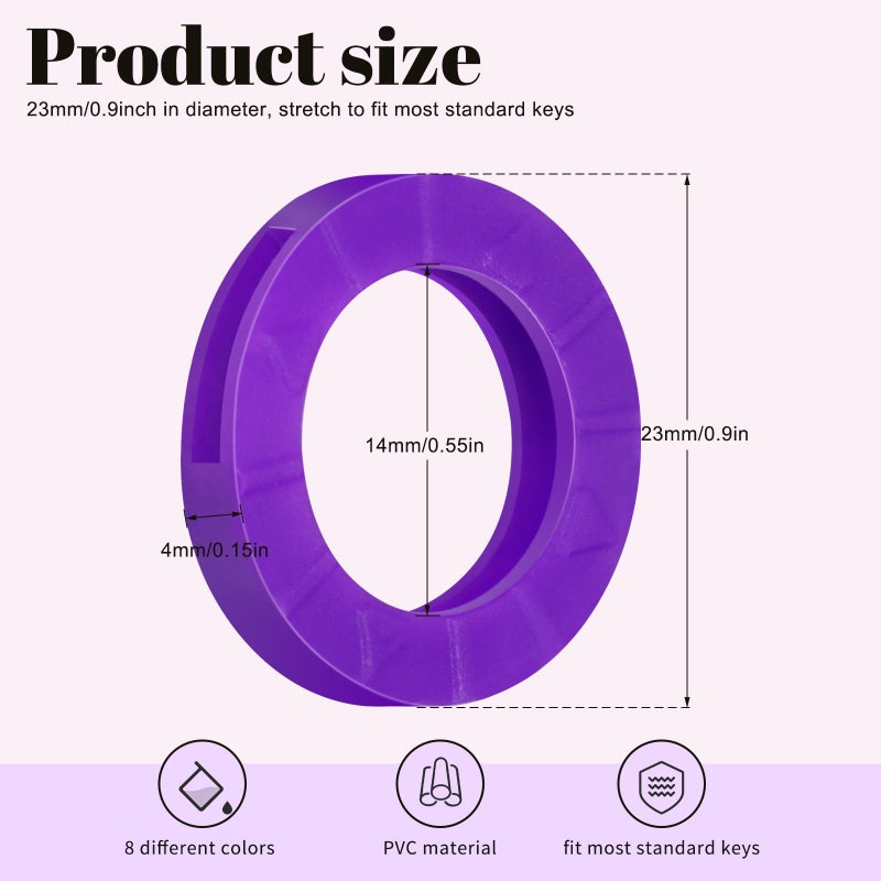 ISUSSER 80pcs Key Caps Tags, Plastic Key Identifier Rings, Key ID Rings, Upgraded Material Strong Toughness in 8 Colors - Image 3